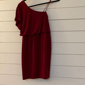 One shoulder red mini dress